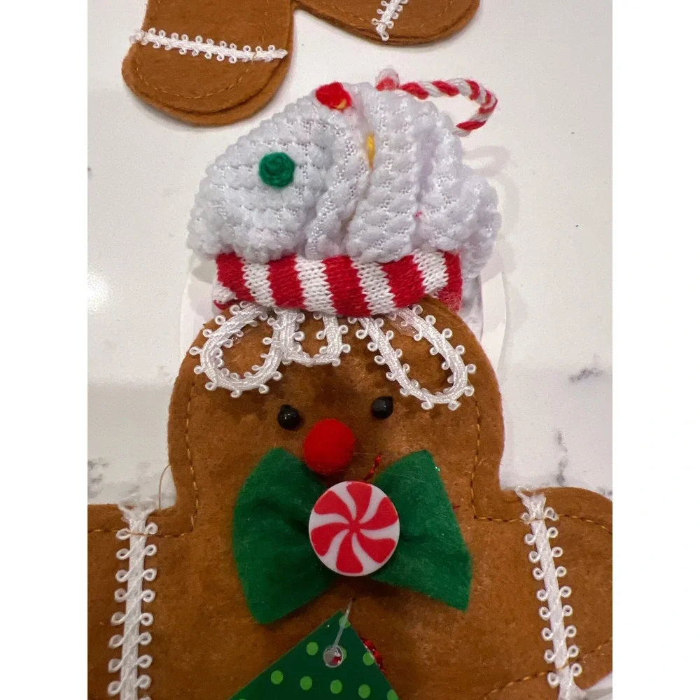 Set of 6 Sleigh Bell Bistro Gingerbread Flatware Sleeves Christmas Ornaments NEW